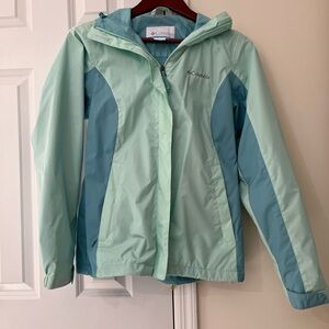Columbia Women's Mint Green and Teal Rain Jacket